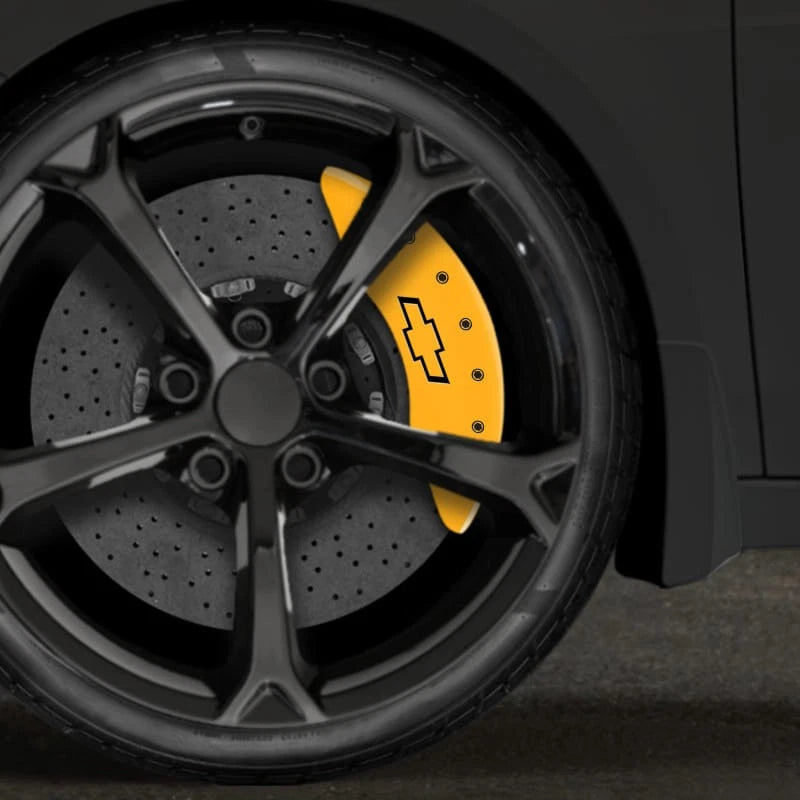 Yellow Caliper Covers Set of 4 Engraved 'Bowtie' for 20-24 Chevy Silverado 3500