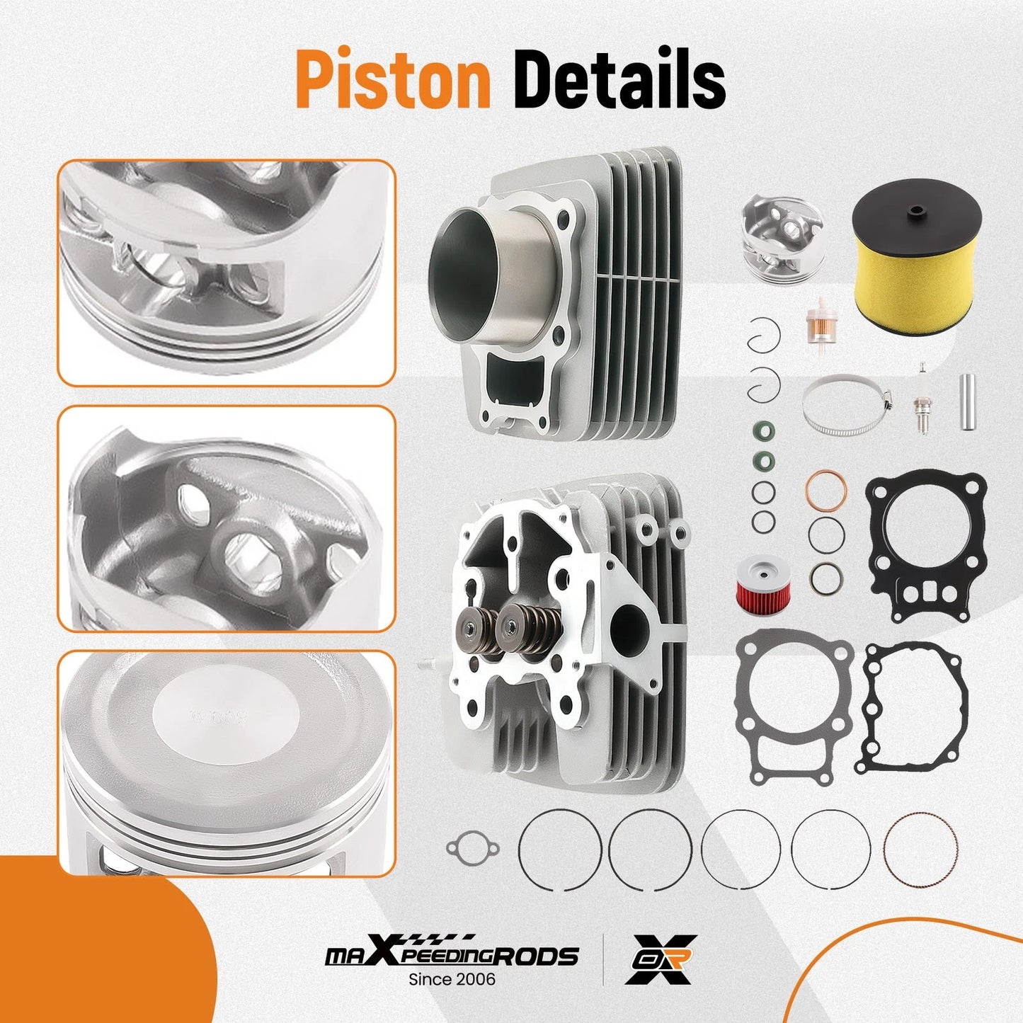 Cylinder Head Piston Gasket Top End Kit for Honda Rancher 350 TRX350 (2000–2006)