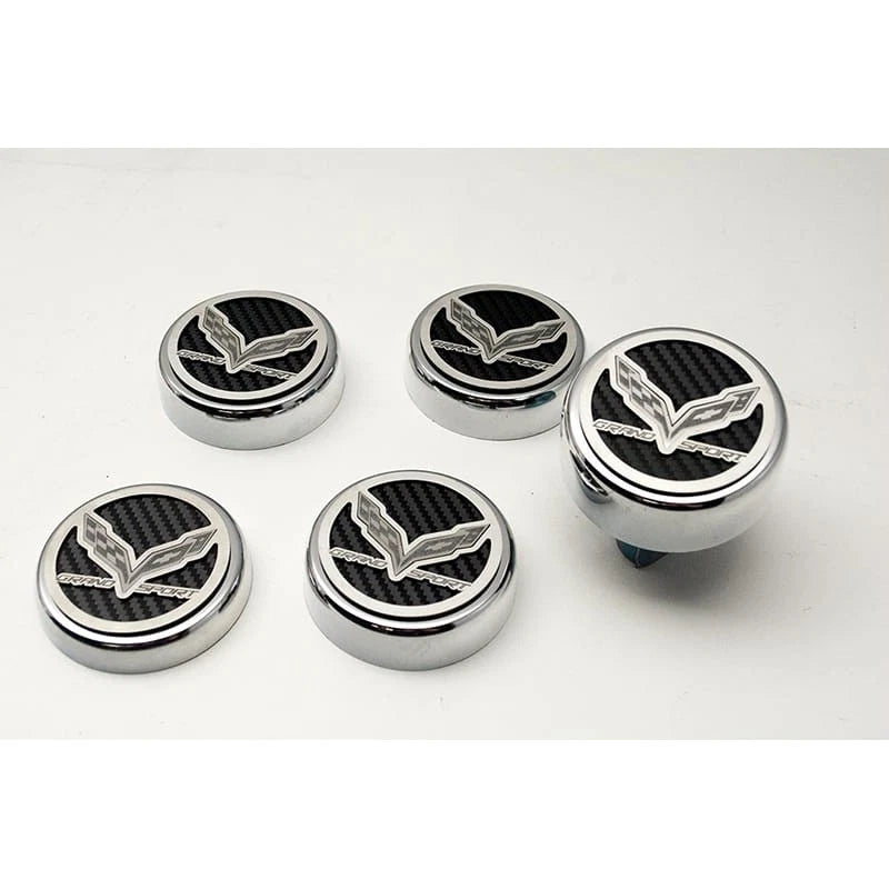 6pc Cap Covers with Green Carbon Fiber Inlay for 2016–2019 Corvette GS