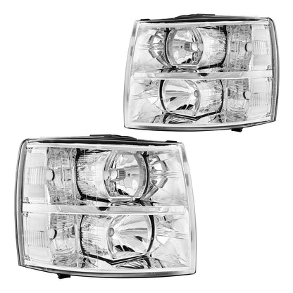 Headlight Assembly for Chevrolet Silverado 2007–2014 (Halogen Chrome)