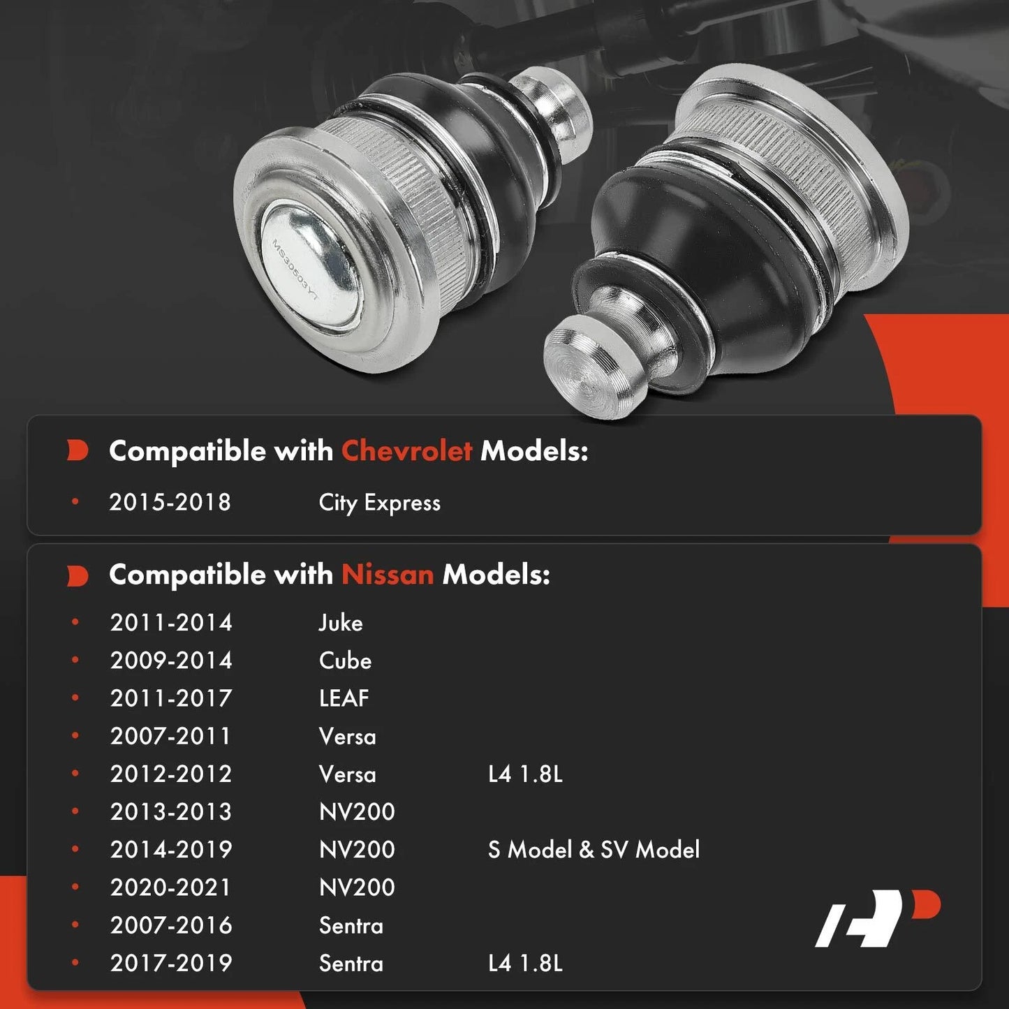 2X Ball Joints for Nissan Sentra (2007–2019) Chevrolet City Express (2015–2018)