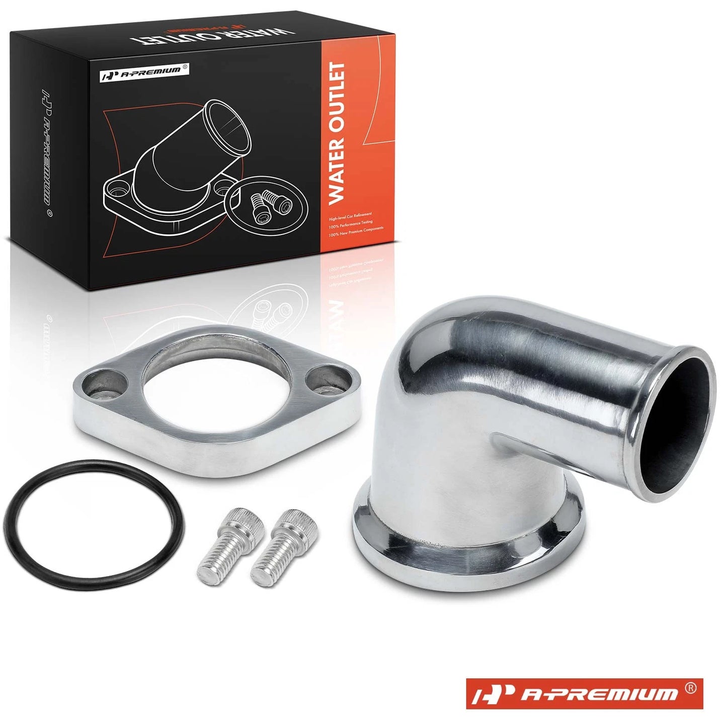 90° Swivel Polished Aluminium Water Neck with O-Ring for Chevy V8