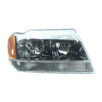 Clear Chrome Passenger Side Head Light Assembly for 1999-04 Jeep Grand Cherokee