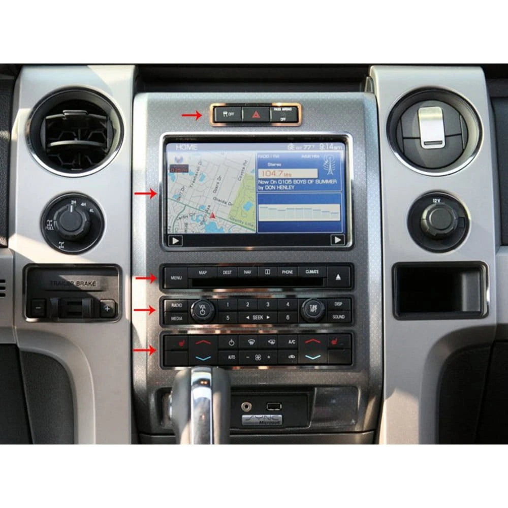 5pc Polished Stainless Steel Center Dash Trim Rings for 10-12 Ford F-150 Raptor