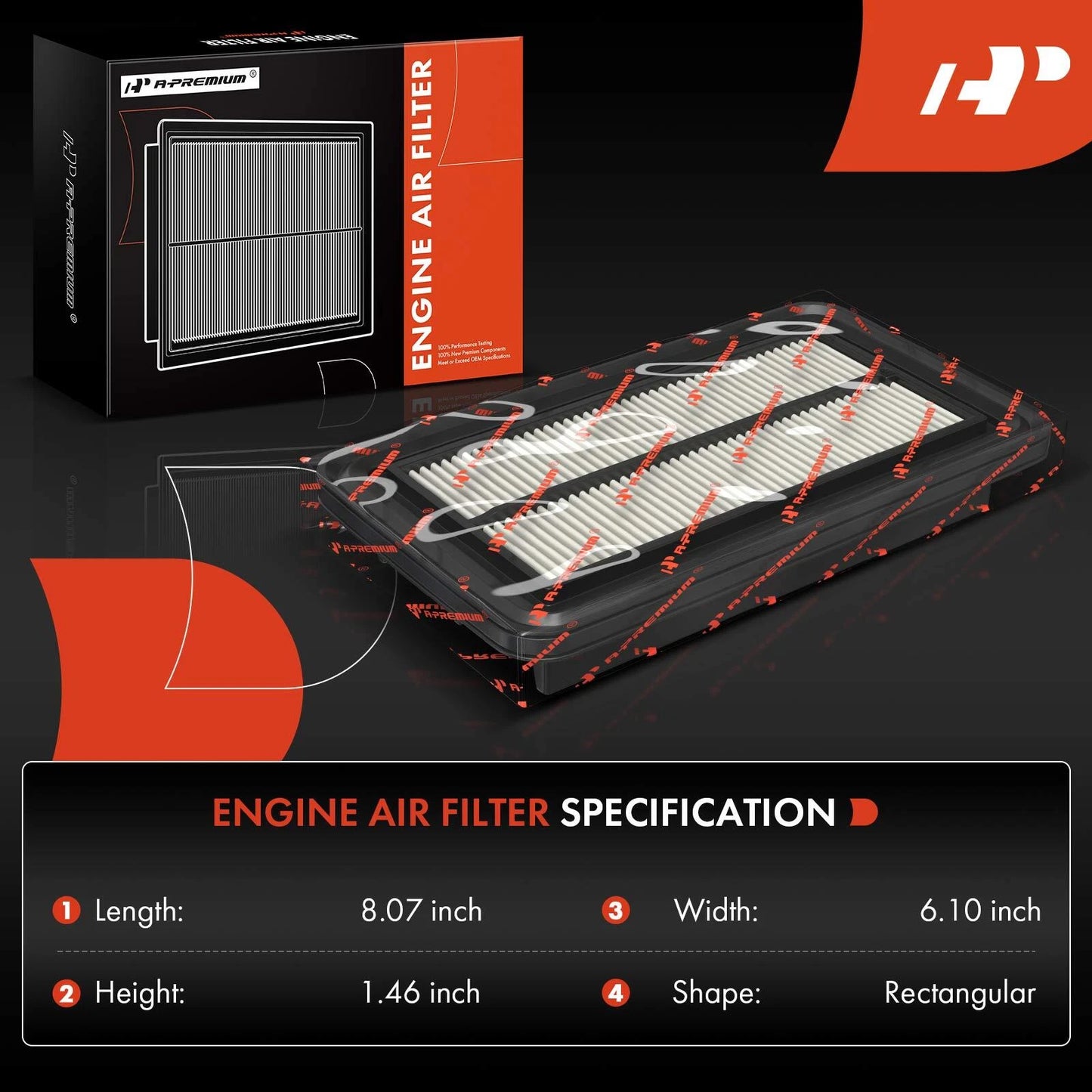 2X Engine Air Filter for Chevrolet Spark (2016–2022) L4 1.4L Hatchback