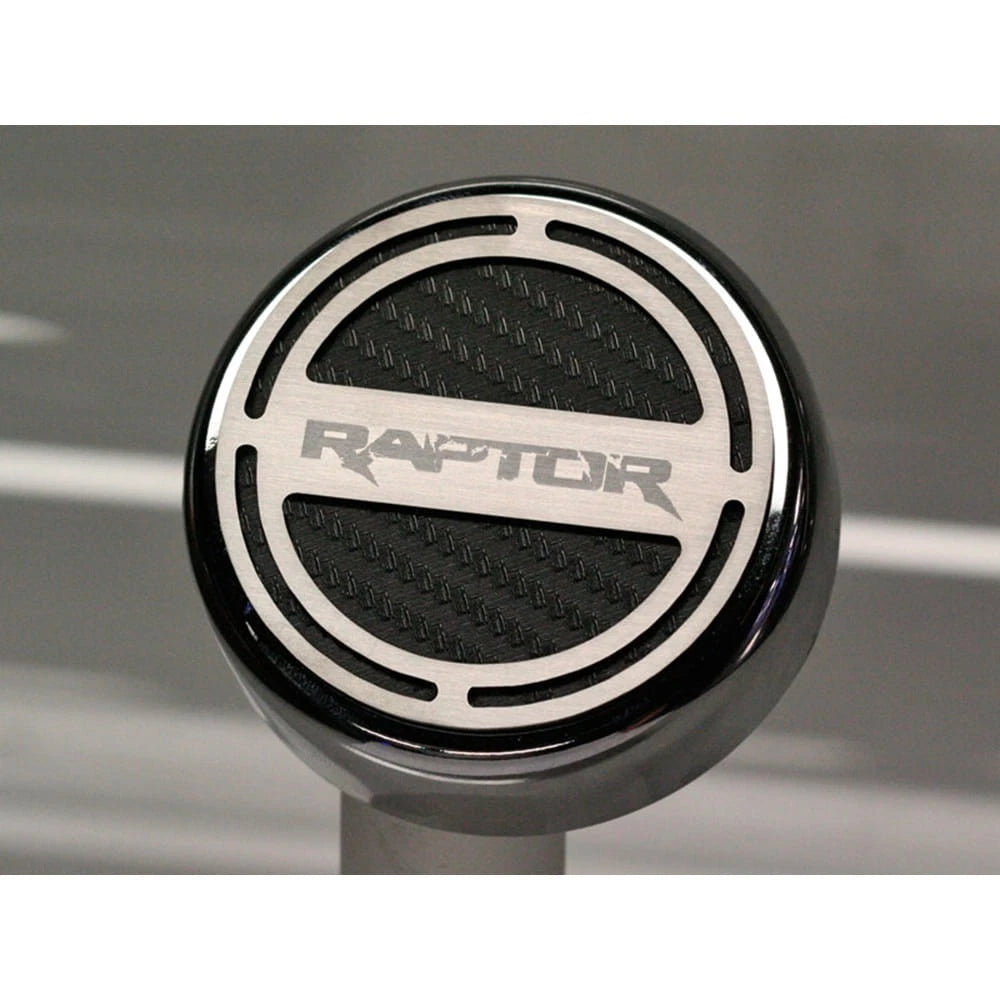 Chrome Raptor Cap Covers with Black Carbon Fiber Inlay for Ford F-150 (2011–2014)