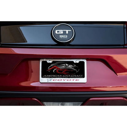 License Plate Frame Stainless Black Carbon Fiber Coyote Inlay for Ford Mustang (2015–2016)
