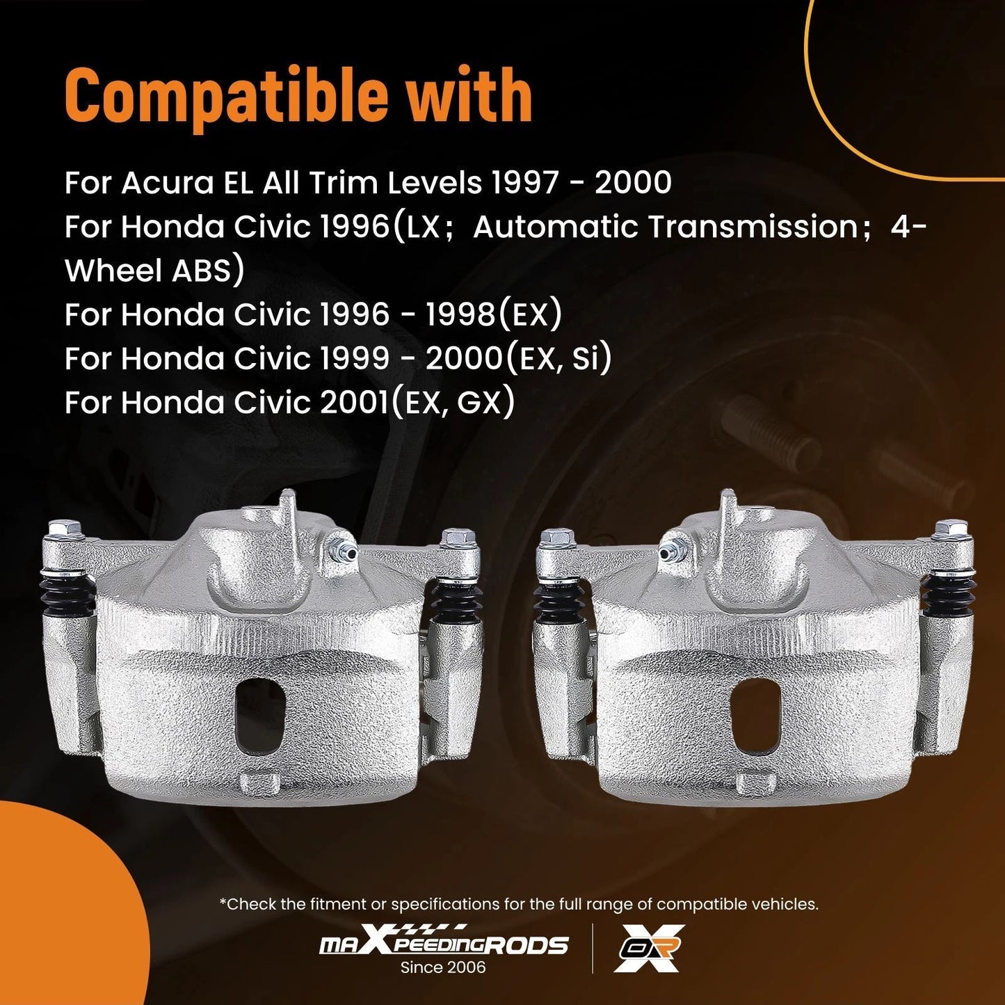 Brake Caliper Set Front Left Right for Honda Civic (2002–2003)