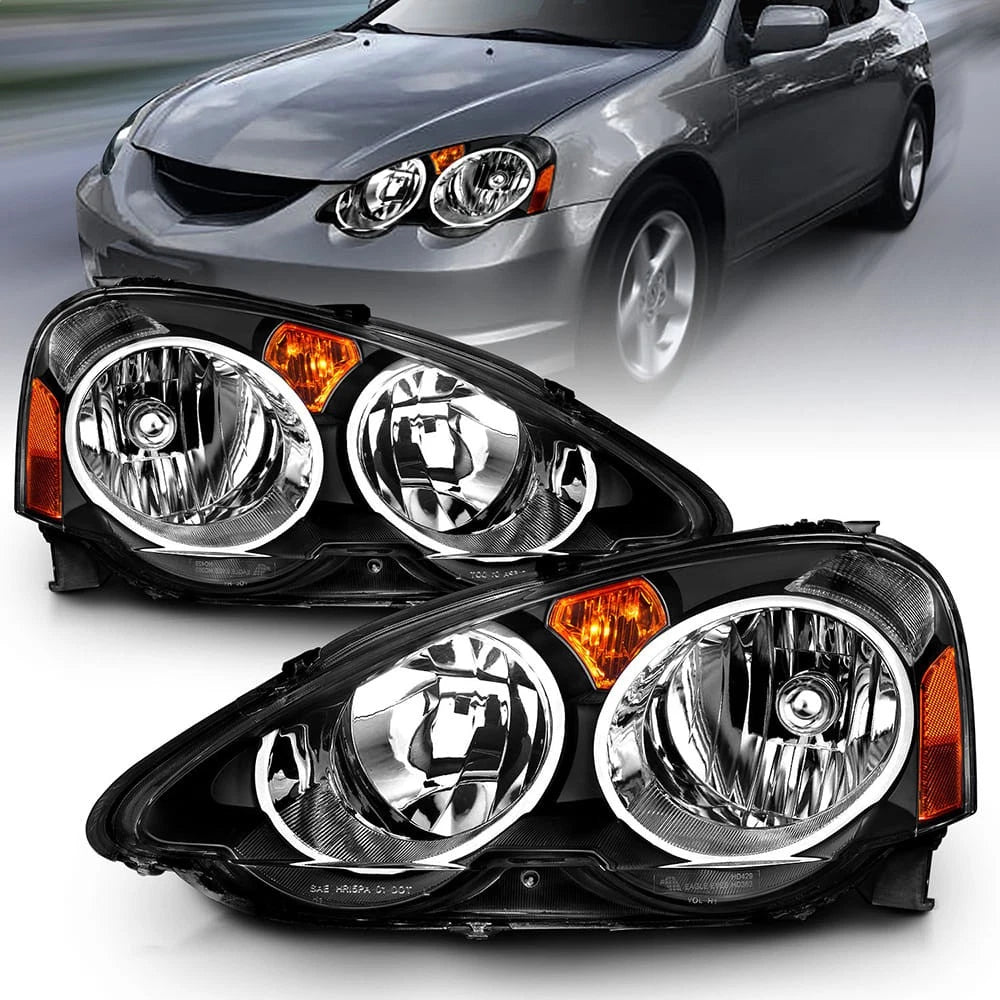 Black Clear Lens Crystal Headlight Set for 2002-2004 Acura RSX