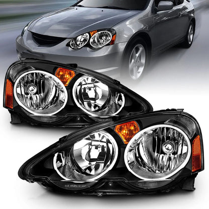 Black Clear Lens Crystal Headlight Set for 2002-2004 Acura RSX