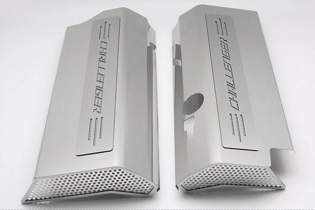 Fuel Rail Covers w/White CF Vinyl "Challenger" Inlay for 08-11 SRT8 w/AM Intake