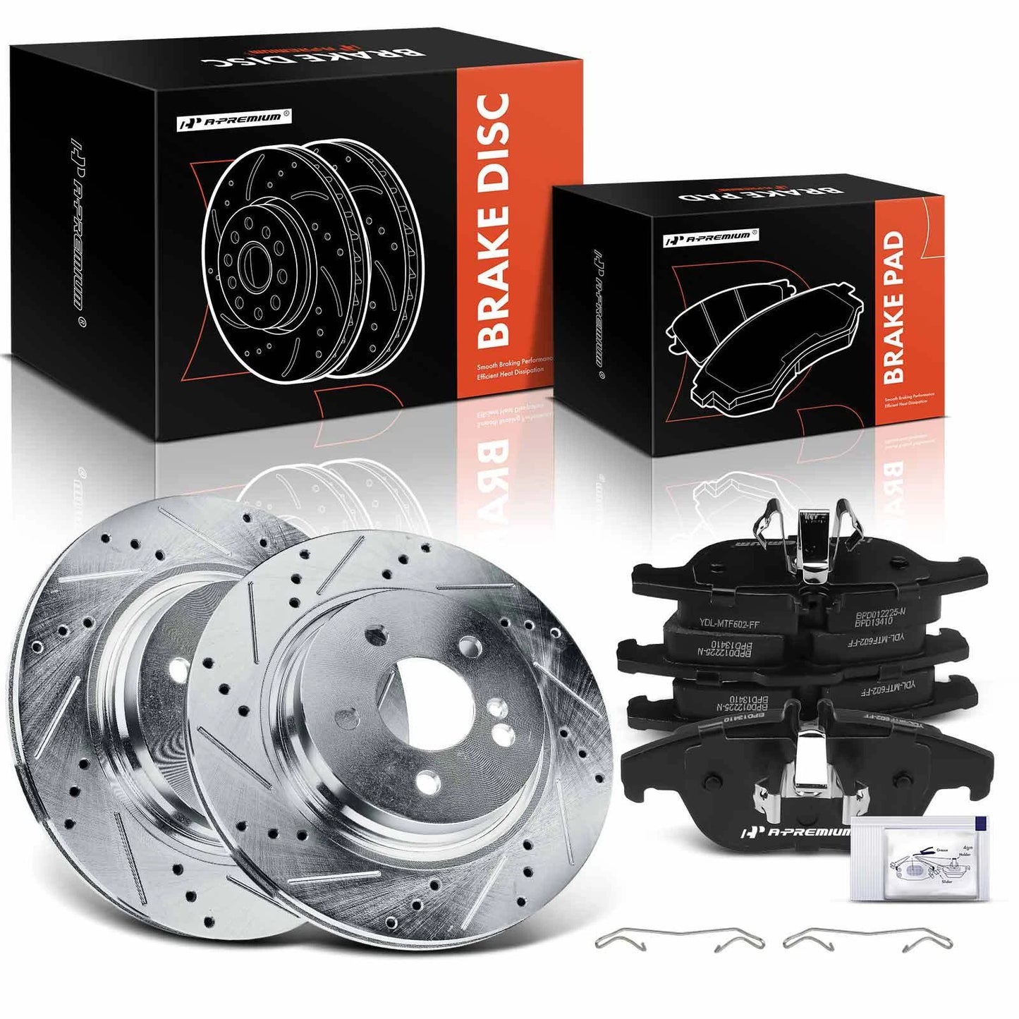 6x Rear Drilled Rotors & Brake Pads for Mercedes C250 C300 (2012–2015)