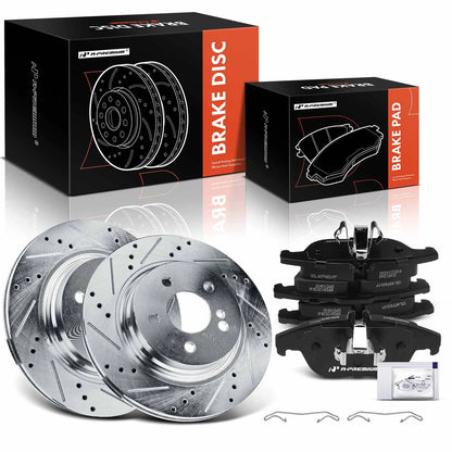 6x Rear Drilled Rotors & Brake Pads for Mercedes C250 C300 (2012–2015)