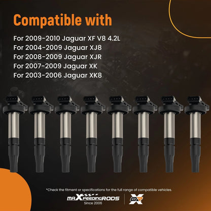 8 Ignition Coils for Land Rover Range Rover (2006–2009) and Jaguar XJ8 (2006–2009)