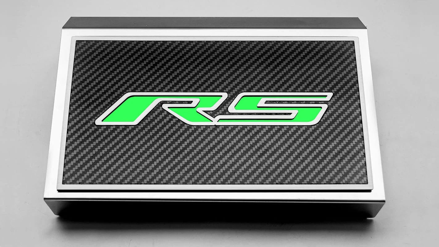 Carbon Fiber Fuse Box Cover Plate Synergy Green RS for 2016–2019 Camaro RS