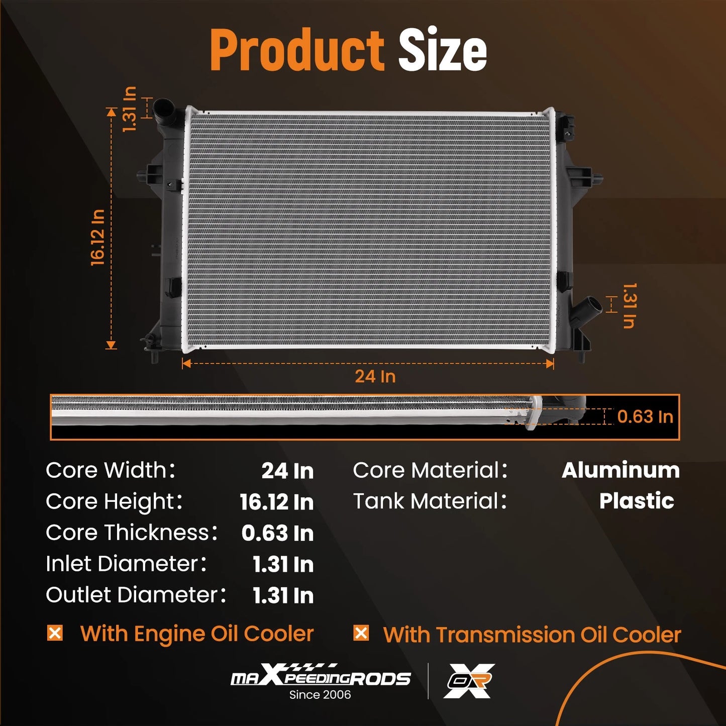 Aluminum Radiator for Hyundai Elantra GT 2.0L (2017–2020)