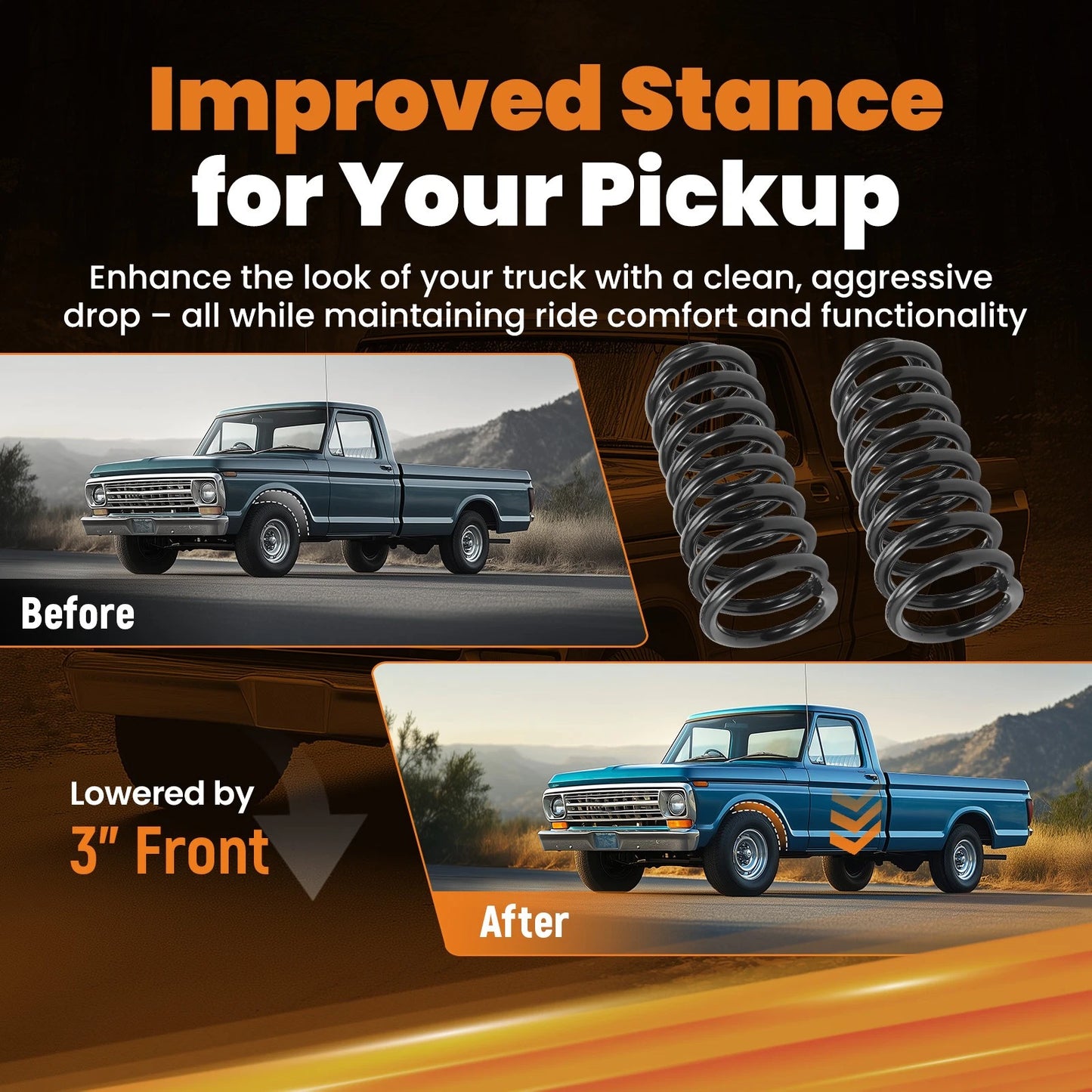 3" Front Suspension Drop Kit for Ford F150 F100 (1965–1979)