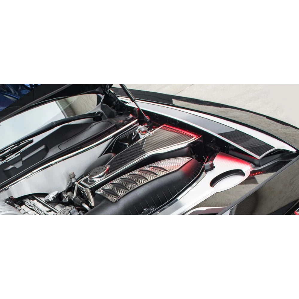 Brushed Fender Caps w/Blue LED&Carbon Fiber Inlay for 2008-2019 Dodge Challenger