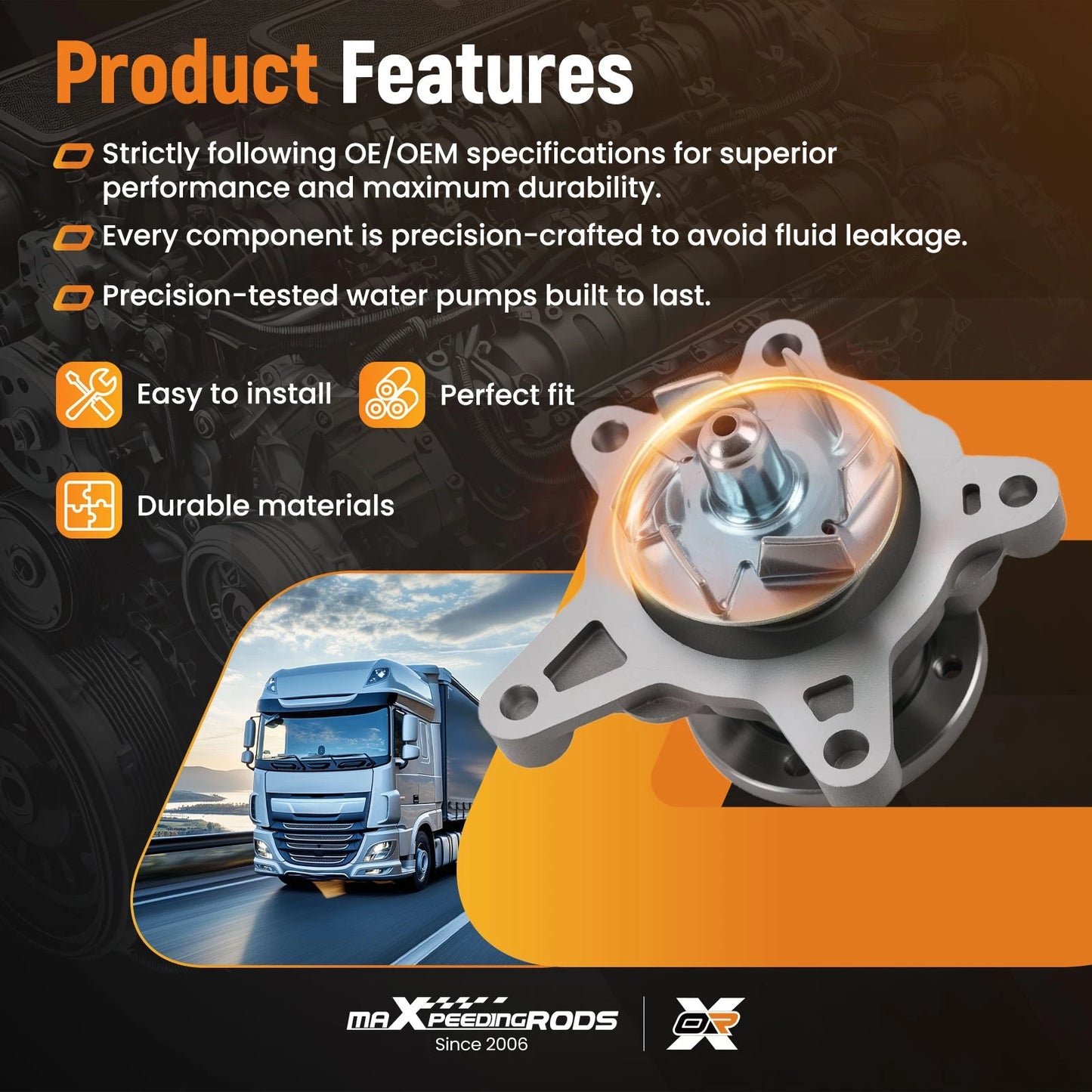 Engine Cooling Water Pump for Hyundai Sonata Veloster 1.6L (2012–2020)
