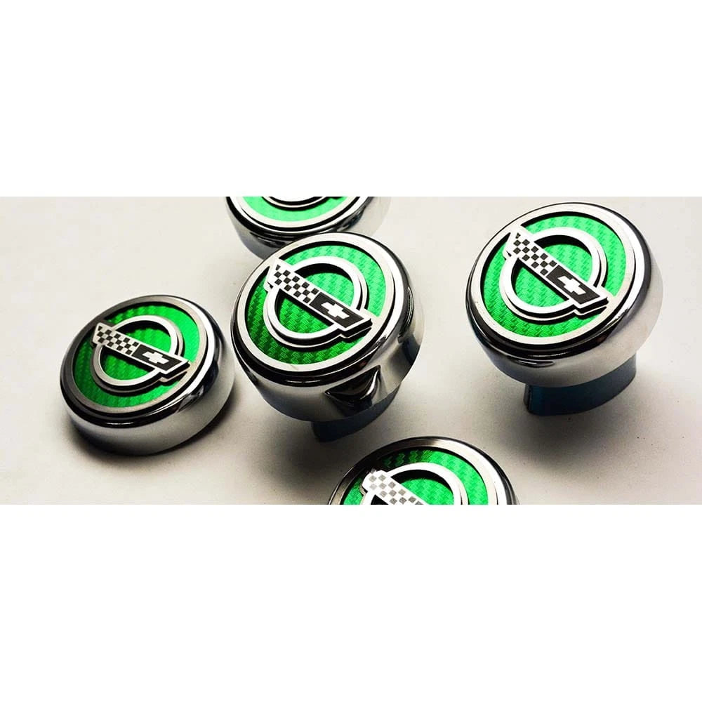 Chrome Wheel Cap Covers Kit with Purple CF Vinyl Inlay for 1984-1996 Corvette