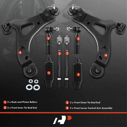 8x Control Arm with Ball Joint Tie Rod for Chevy Uplander (2005–2008)