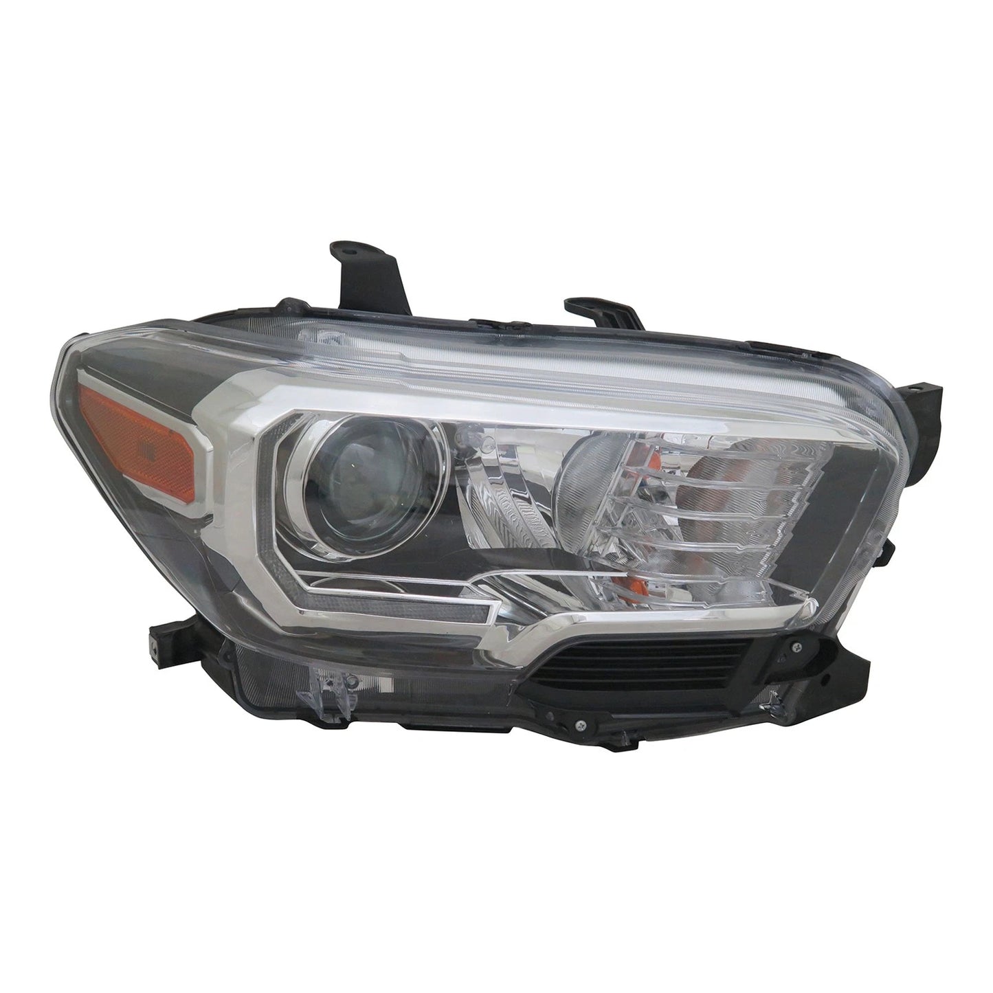 Black Passenger Halogen Headlight Assembly w/LED Daytime Lamps w/Black Bezel