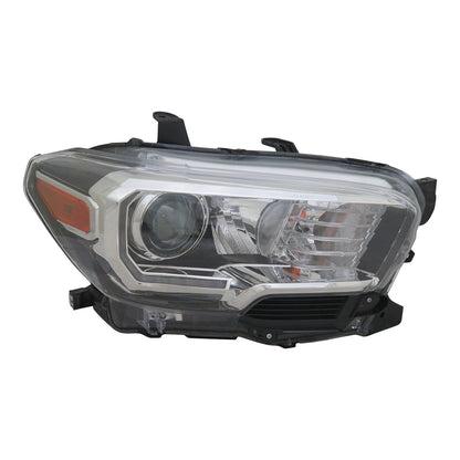 Black Passenger Halogen Headlight Assembly w/LED Daytime Lamps w/Black Bezel