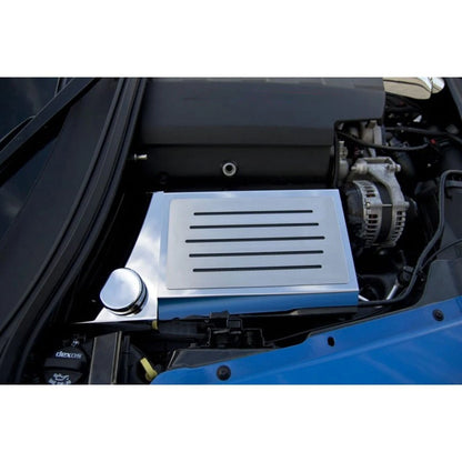 Polished Fuse Box Cover w/Red Carbon Fiber Inlay for 2014-19 Chevy Corvette Z06