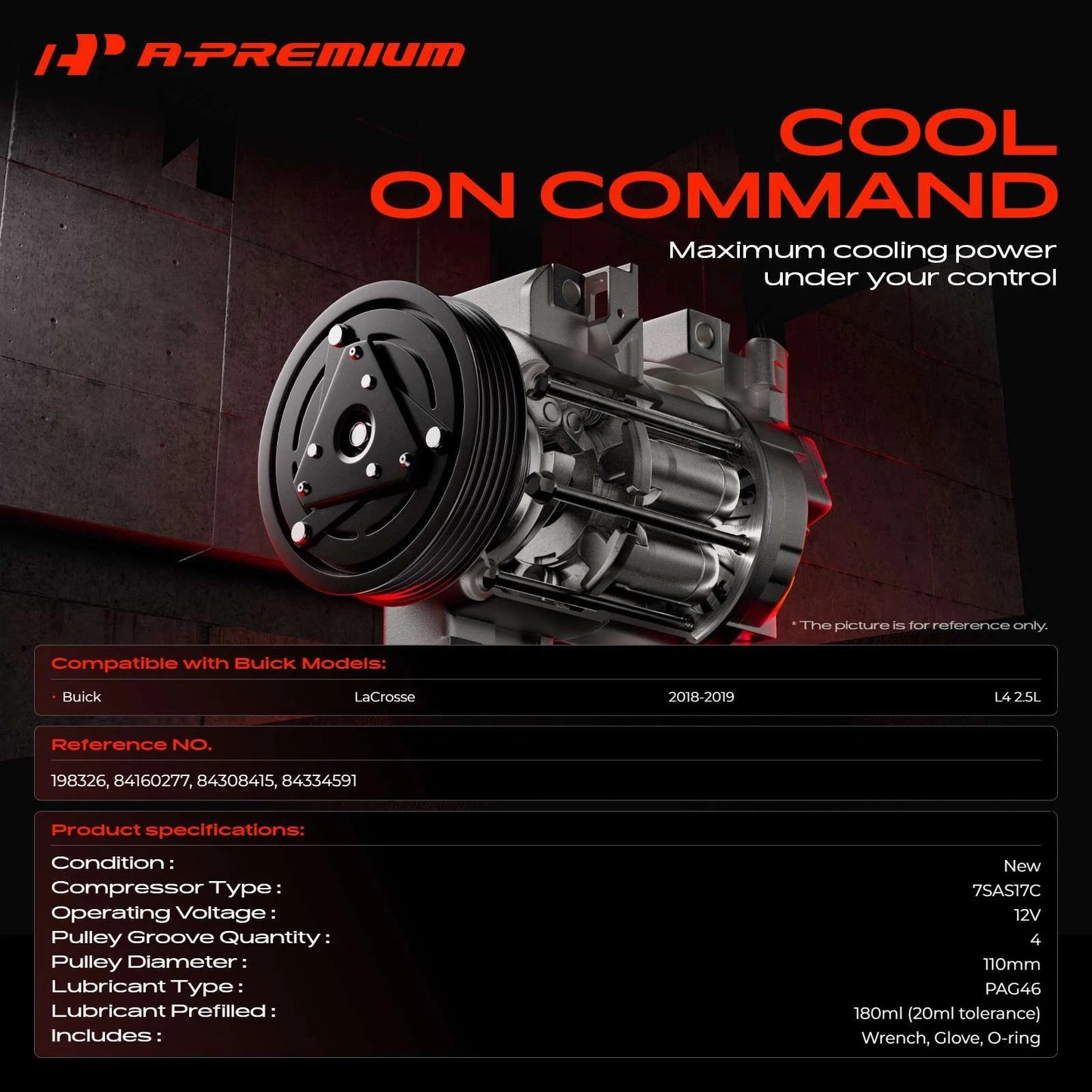 A/C Compressor with Clutch for Buick LaCrosse (2018–2019)