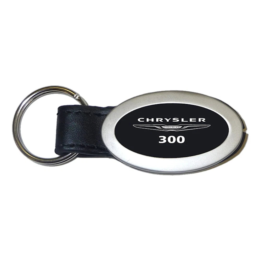 Black Leather Oval Keychain - Officially Licensed for Chrysler 300