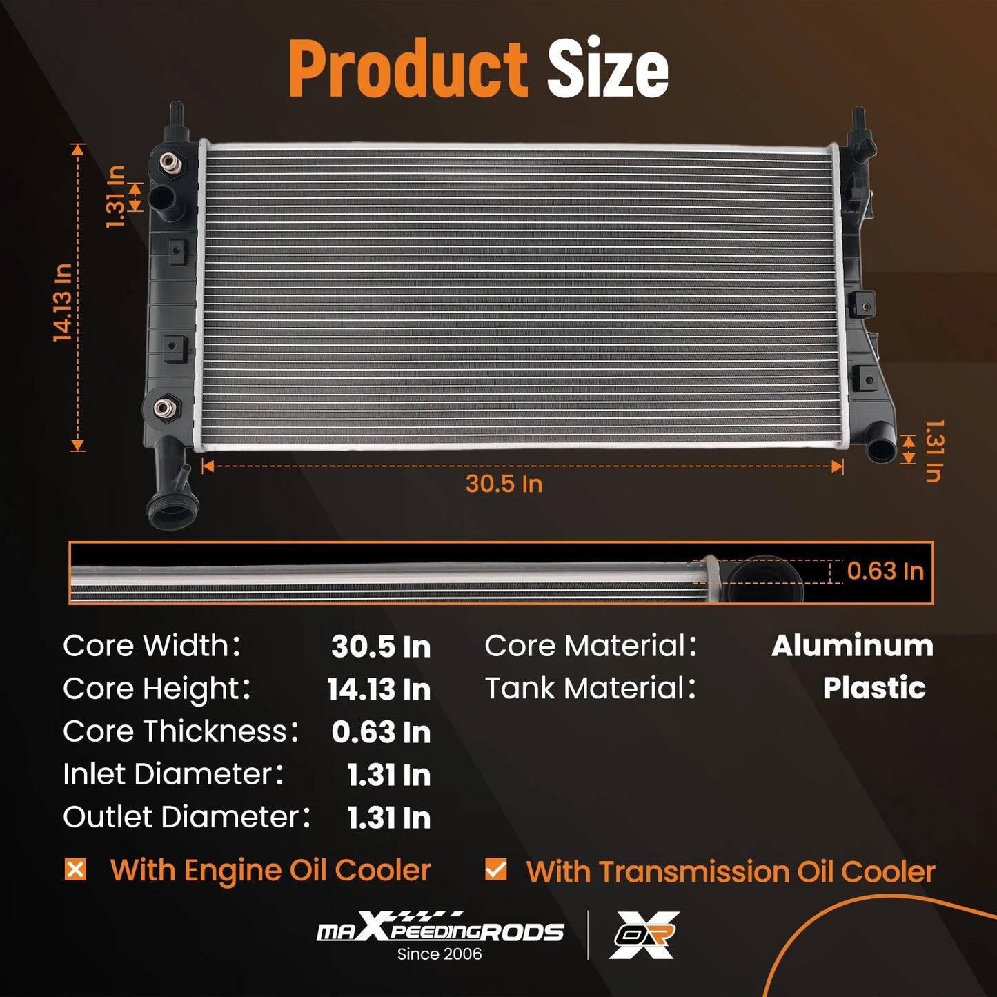 Cooling Radiator for Buick LaCrosse 3.8L (2005–2009)