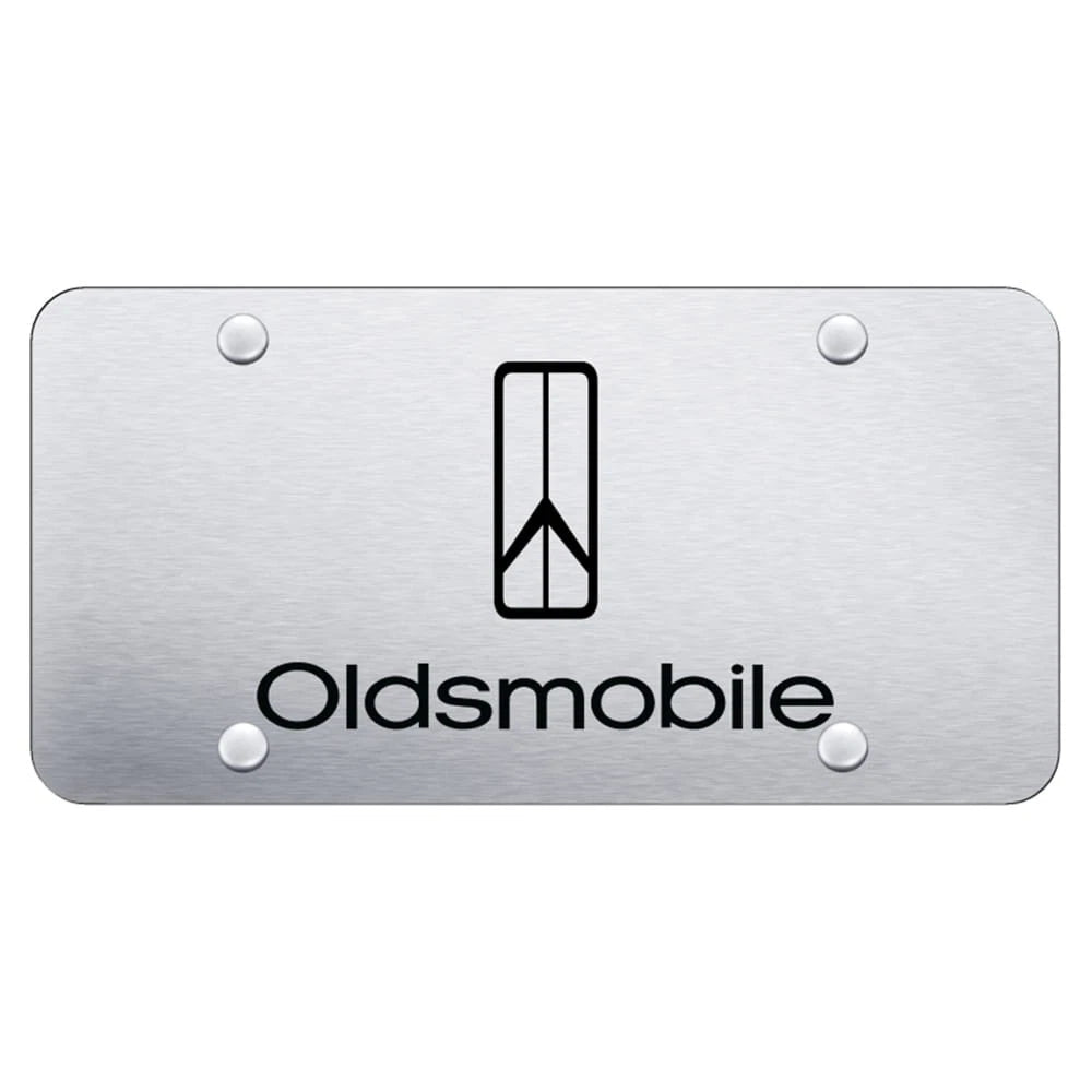 Rocket Logo on Brushed Stainless Steel License Plate for 88 Oldsmobile