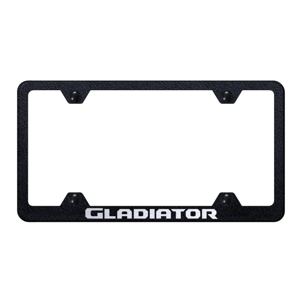 Textured Black Laser Etched Wide Body License Plate Frame for Jeep Gladiator