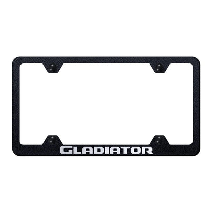 Textured Black Laser Etched Wide Body License Plate Frame for Jeep Gladiator