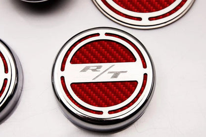 Fluid Cap Covers Kit 13pc R/T Red Carbon Fiber Vinyl for Dodge Challenger (2008–2019)