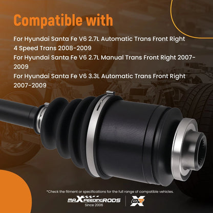 CV Axle Assembly for Hyundai Santa Fe (2007–2009) Front Right Passenger AWD