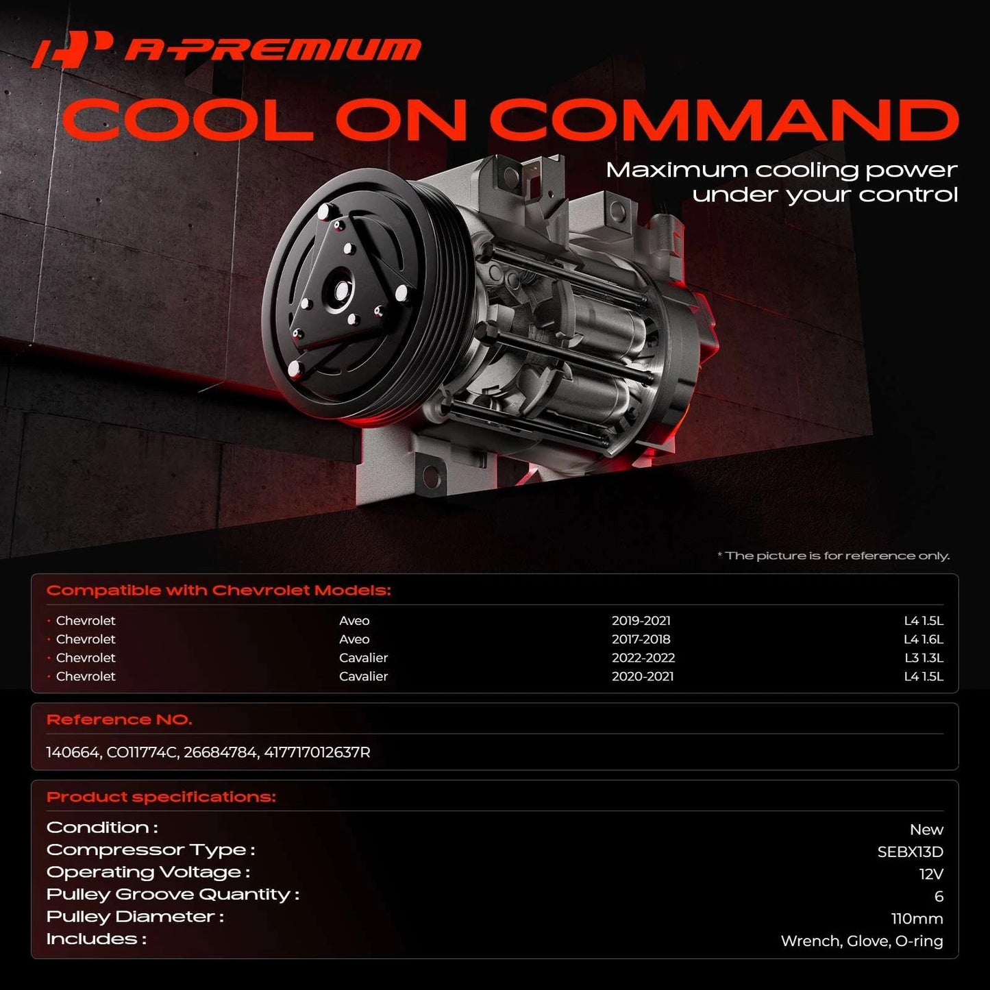 A/C Compressor with Clutch for Chevrolet Aveo (2017–2021)