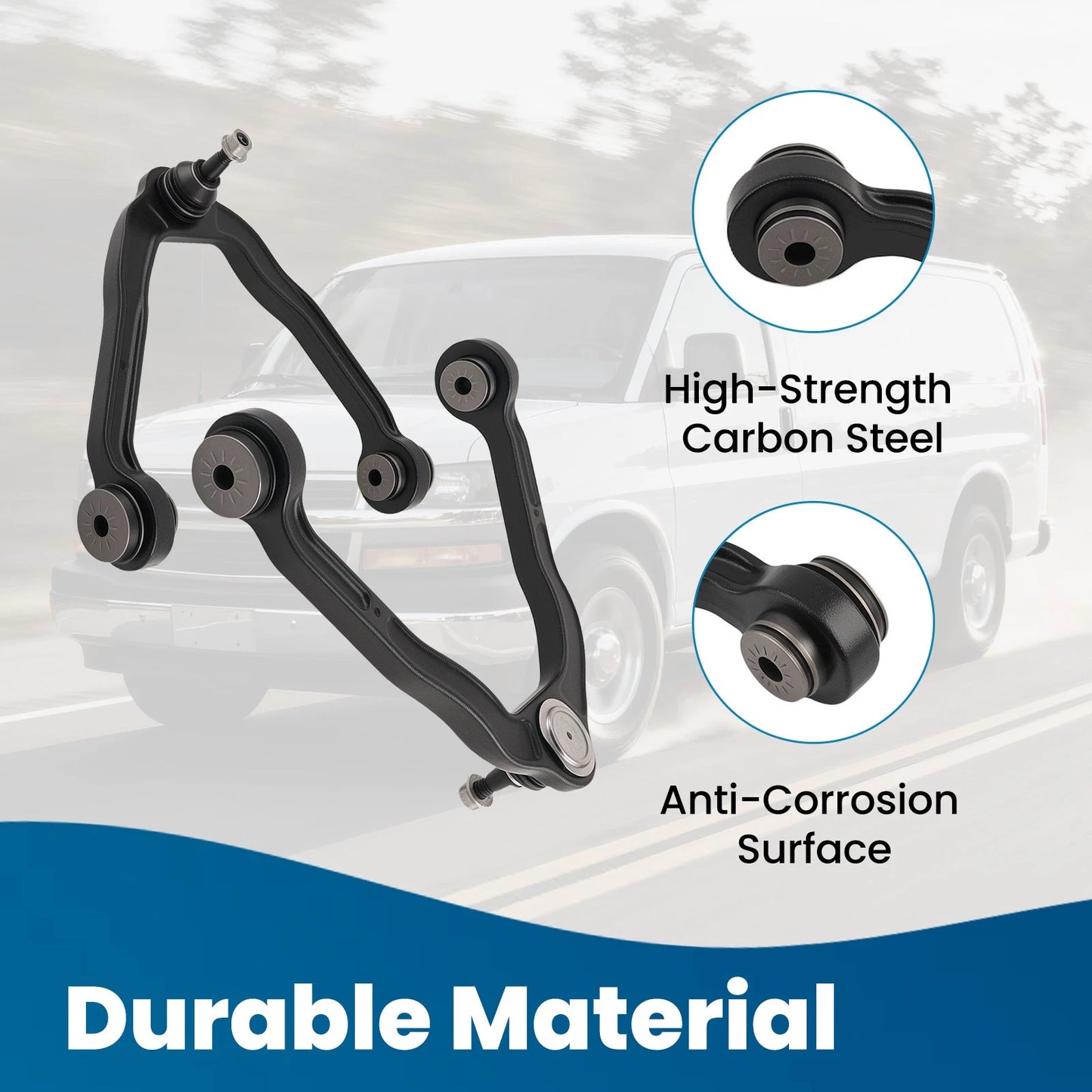 Front Upper Control Arm with Ball Joint & Tie Rod Assembly for Chevy Express 2500 (2015–2017)