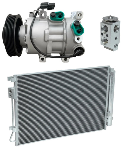 AC Compressor Kit With Condenser Replacement for Hyundai Accent (2016–2017)