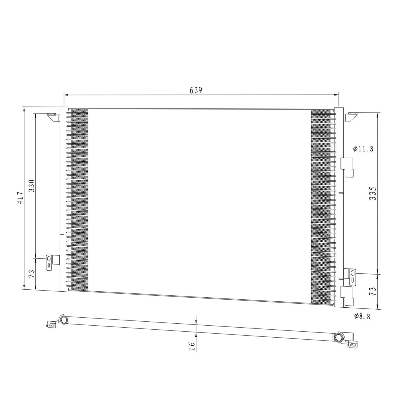 A/C Condenser Replacement Repair Part for Saab 9-3 (2003–2011)