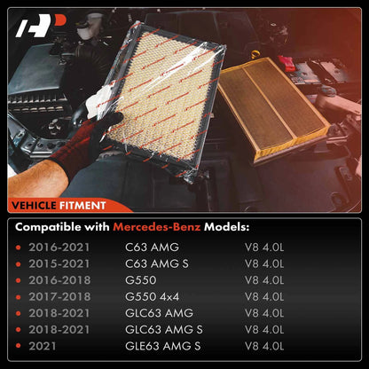 2X Engine Air Filter for Mercedes-Benz C63 AMG (2016–2021) GLE63 AMG S 4.0L