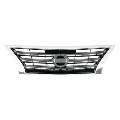 Replacement Gray/Silver Chrome/Painted Front Grille for 2013-2015 Nissan Sentra