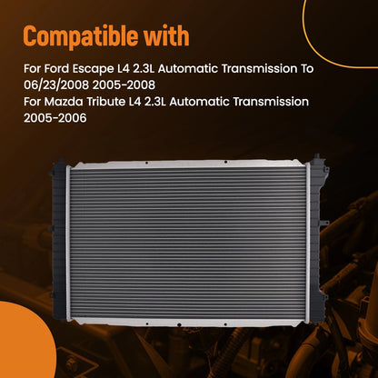 Aluminum Radiator for Ford Escape 2.3L (2005–2008) Cross Flow AT Plastic