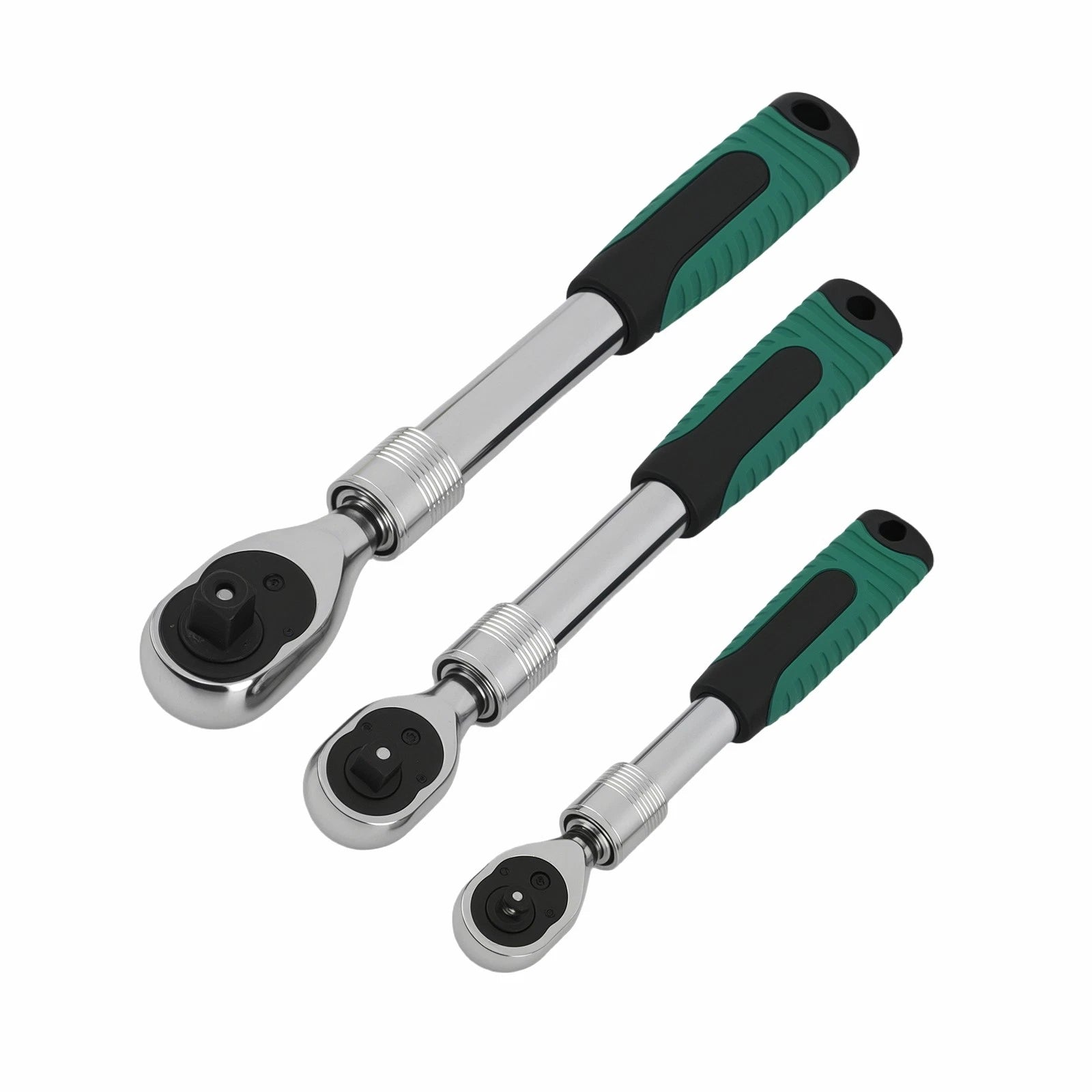 3-Piece Ratchet Socket Wrench Set for 1/4, 3/8 & 1/2 Drive (72T)