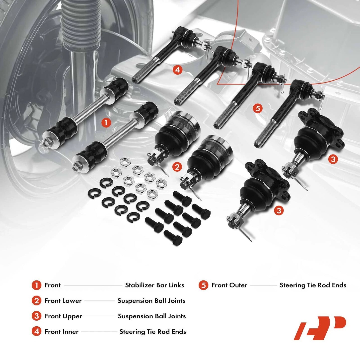 10x Front Sway Bar Links & Tie Rods & Ball Joints for Chevy Express 2500 (2003–2023)
