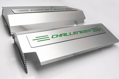 Fuel Rail Covers Green CF Vinyl Challenger Inlay for 2008–2011 Dodge Challenger SRT8