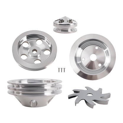 LWP Aluminum Long Water Pump Pulley Kit for Small Block Chevy (1967–1970)