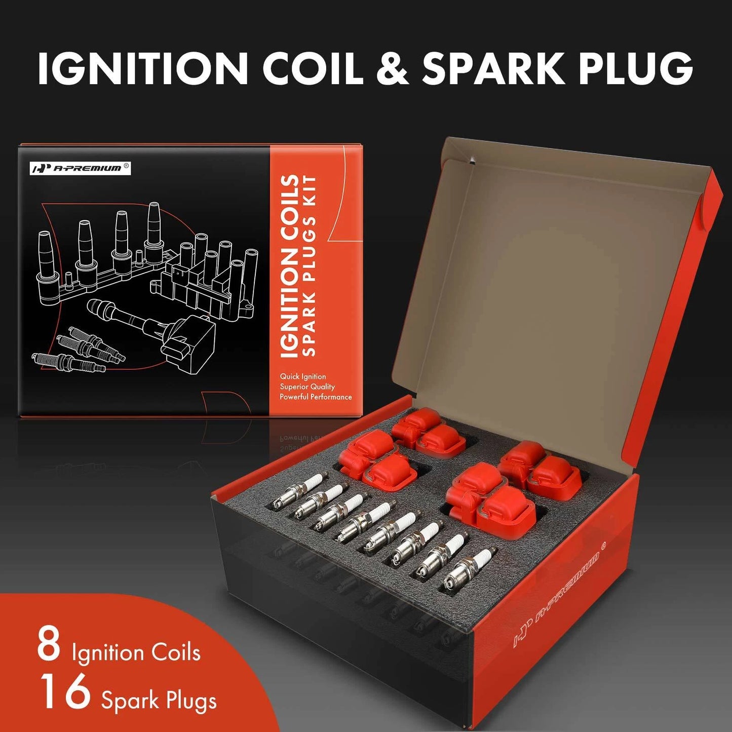 8x Ignition Coil & 16x Iridium Spark Plug for Mercedes-Benz E500 (2003–2009)