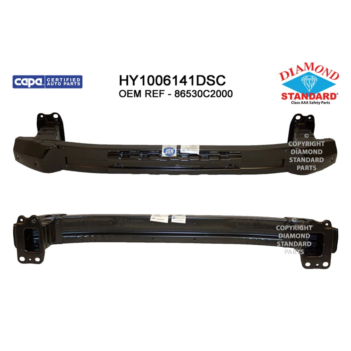 Replacement Steel Front Bumper Impact Bar w/o Auto Cruise Control