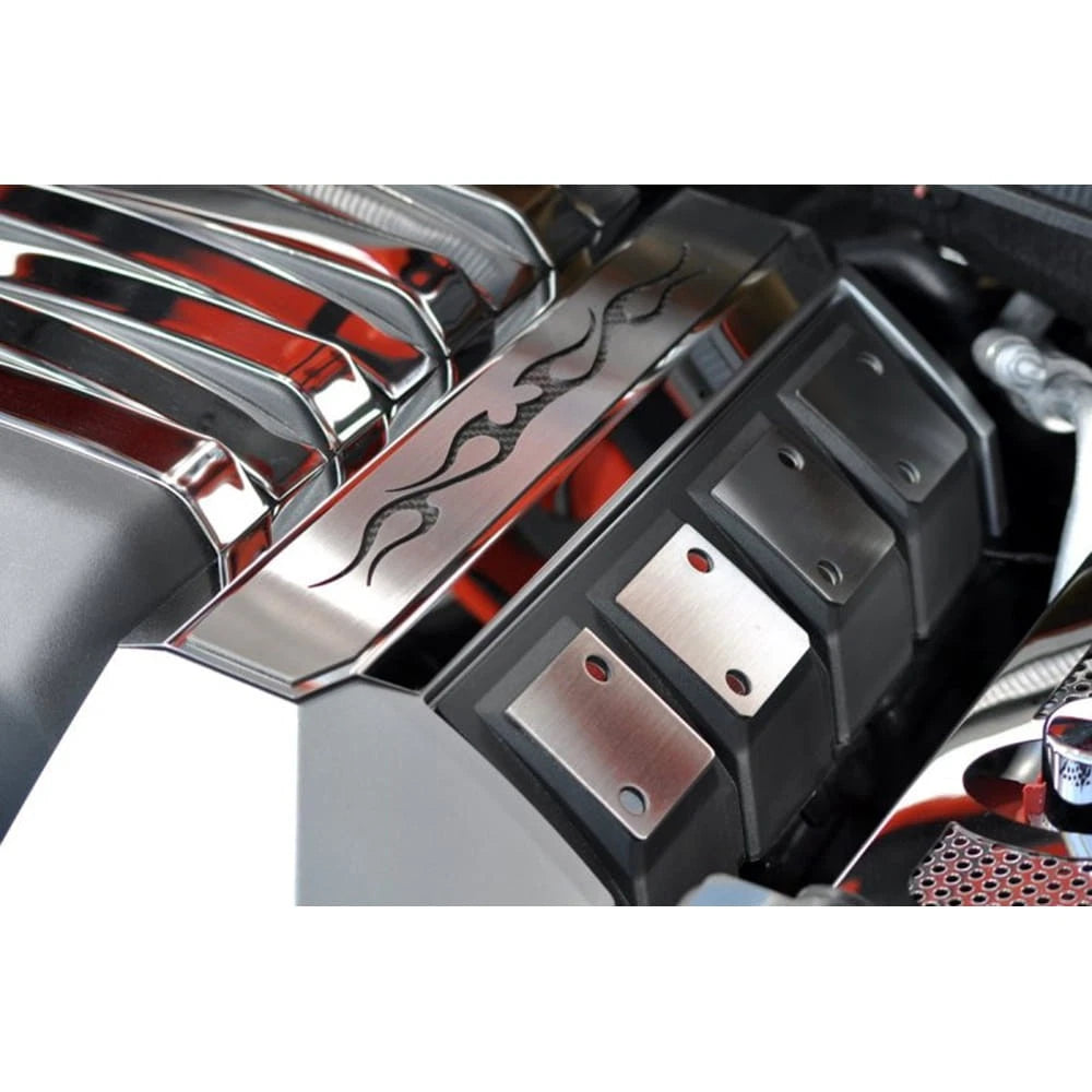 Fuel Rail Covers with Red Tribal Flame Inlay for Chevrolet Camaro SS (2010–2015)